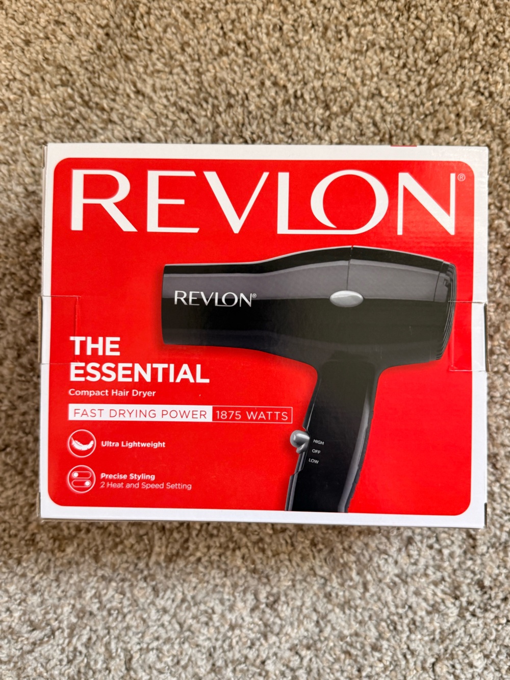 Revlon Black 1875 Watt Handheld Hair Dryer with Gray Control Switch